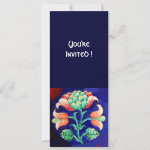 CONVITES FLORAL ESTILIZADA/ROSA VERMELHO VERDE LARANJA AZUL