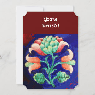 CONVITES FLORAL ESTILIZADA/ROSA VERMELHO VERDE LARANJA AZUL