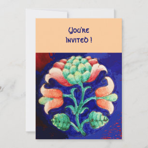 CONVITES FLORAL ESTILIZADA/ROSA VERMELHO VERDE LARANJA AZUL