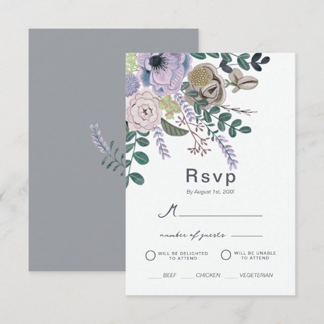 Convites Floral Eucalyptus Lavanda Boho Wedding (Frente/Verso)