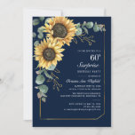 Convites Floral Eucalyptus Sunflower Script 60th Birthday<br><div class="desc">Eucalyptus Sunflower Script 60th Aniversário Convite para 60º Aniversário que você pode personalizar facilmente com os detalhes de seu partido clicando no botão "Personalizar". Apresentando um brilho amarelo floral e verde suculente com uma estrutura geométrica de folha de ouro e tipografia moderna</div>