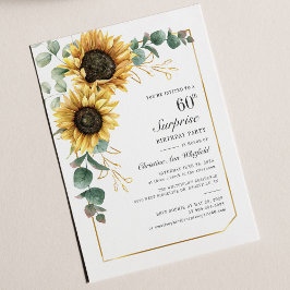 Convites Floral Eucalyptus Sunflower Script 60th Birthday