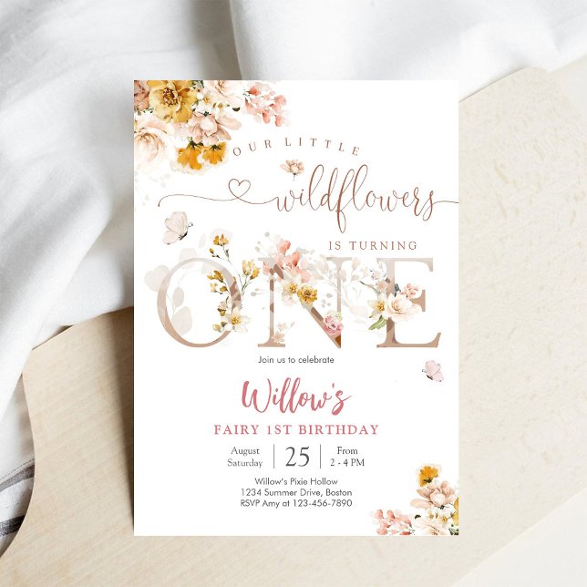 Convites Floral Fairy First Birthday Invitation (Criador carregado)