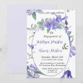 Convites Floral, Festa de noivado violeta aquarela