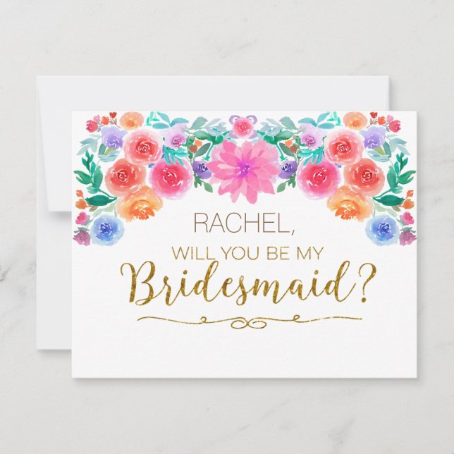 Convites Floral Fiesta Vai Ser Minha Carta De Bridesmaid (Frente)