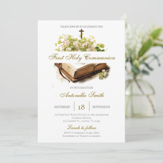 Convites Floral First Holy Communion for girl