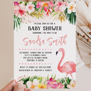 Convites Floral Flamingo Chá de fraldas