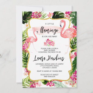 Convites Floral Flamingo Chá de fraldas