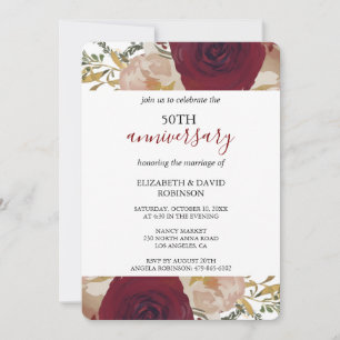 Convites floral, floral, 50º aniversário de casamento Convi