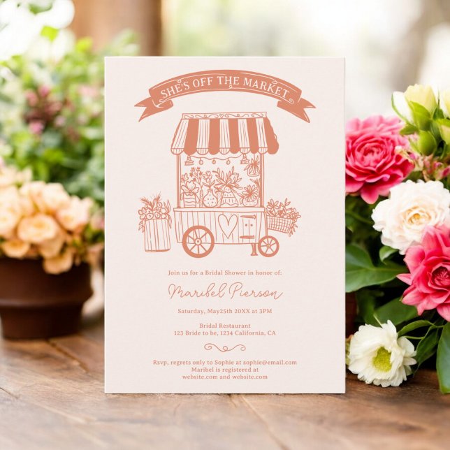 Convites Floral Fora do chá de panela de bolhas (Floral Off the market scribbles bridal shower Invitation)
