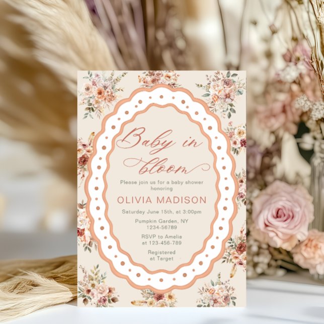 Convites Floral Frame Baby Shower (Criador carregado)