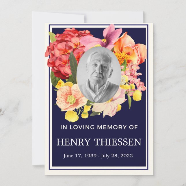 Convites Floral Funeral Memorial, Programa de Ordem de Serv (Frente)