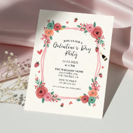 Convites Floral Galentines Day Party Pink Invitation