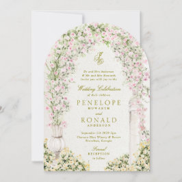 Convites floral garden arch monogram wedding