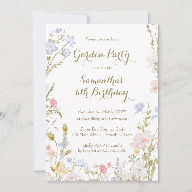 Convites Floral Garden Birthday Invitation Spring (Frente)