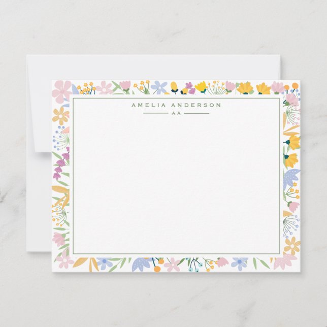 Convites Floral Garden Frame Note Card (Frente)