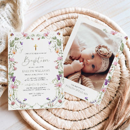 Convites Floral Garden Girl Baptism and Christening Photo