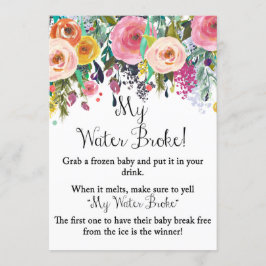 Convites Floral Garden My Water Broke Game Sinal 5x7" Size