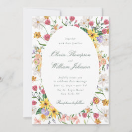 Convites Floral Garden Wedding Invitation with Oval Frame