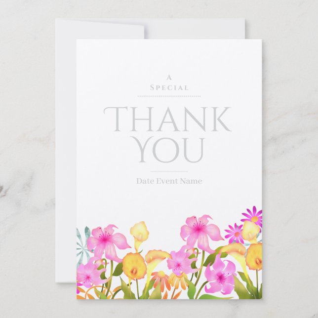 Convites Floral Garden White Thank You (Frente)