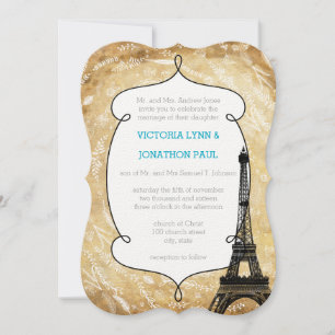 Convites Floral Garland Paris Destination Wedding
