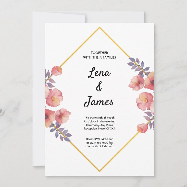 Convites Floral Geométrico Moderno e Elegante (Frente)