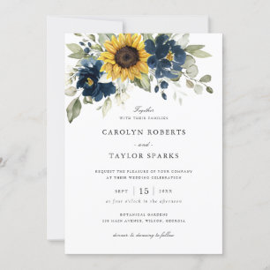 Convites Floral Girassóis Marinho Azul Verde Casamento