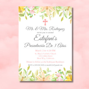 Convites Floral Girl Presentación 3 Años Mexicanos 3 Anos