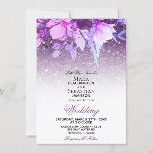Convites *~* Floral Glitter Modern Purple AR10 Casamento