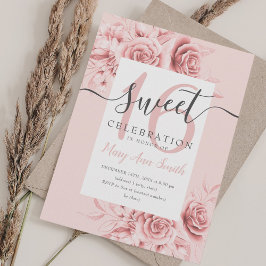 Convites Floral & Glitter Sweet 16, Rosa, cor-de-rosa