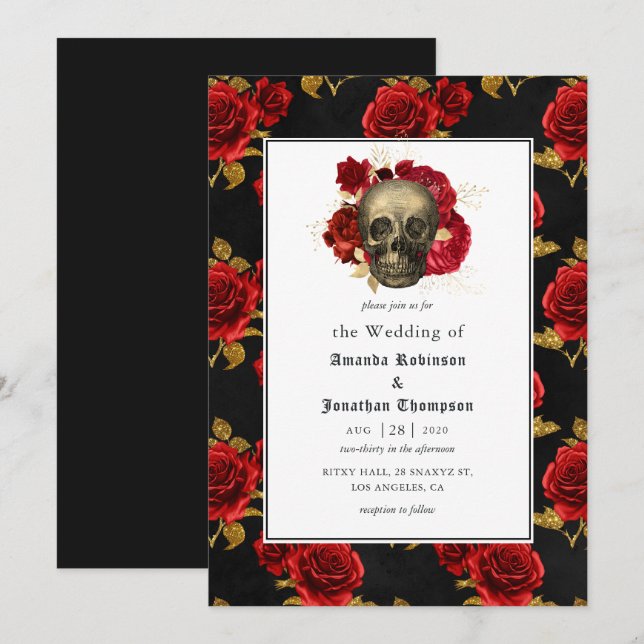 Convites Floral Gothic Wedding (Frente/Verso)