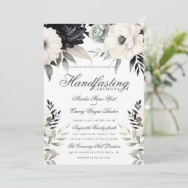 Convites Floral Gótico Sombrio Boho Preto Creme Handfasting