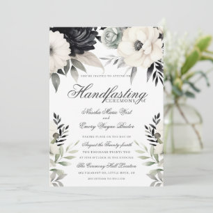 Convites Floral Gótico Sombrio Boho Preto Creme Handfasting