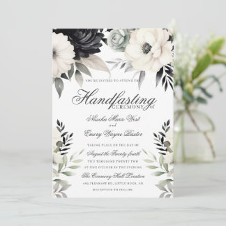 Convites Floral Gótico Sombrio Boho Preto Creme Handfasting