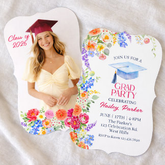 Convites Floral Graduation Party Invitation Template 