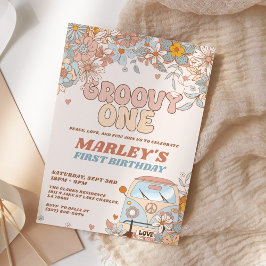 Convites Floral Groovy One Retro primeiro aniversario Party