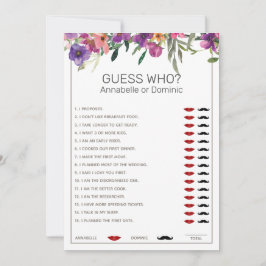 Convites Floral Guess Who Editable Chá de panela Games