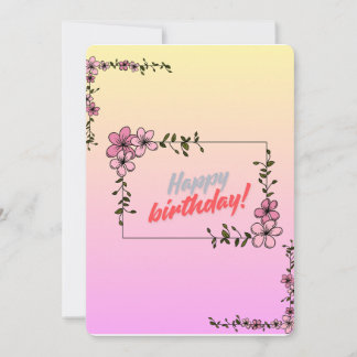 Convites Floral Happy Birthday Card