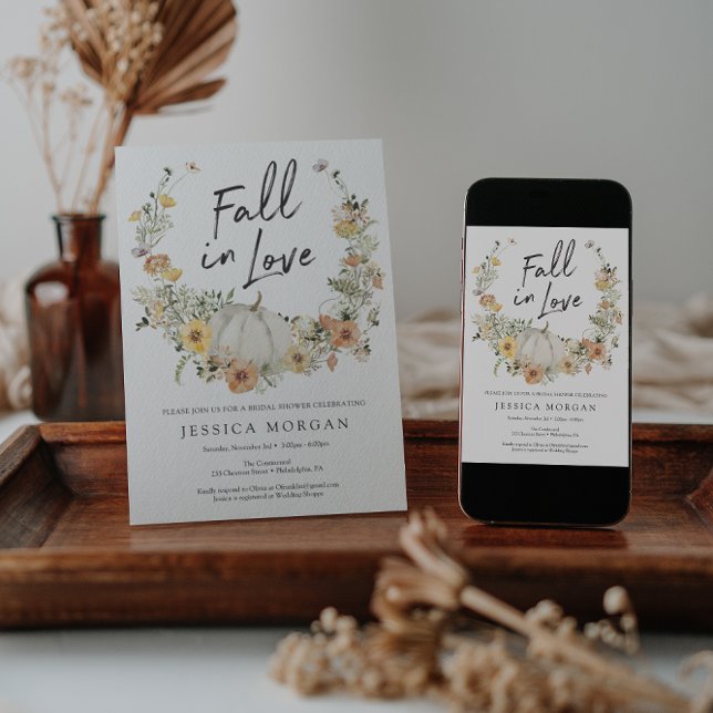 Convites Floral Harvest Pumpkin Fall in Love Chá de panela (Criador carregado)