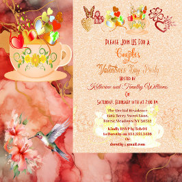 Convites Floral Heart Butterfly Teacup Valentine Day Casal