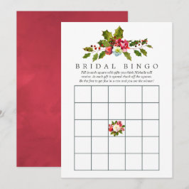 Convites Floral Holly Christmas Chá de panela Bingo
