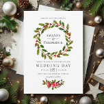 Convites Floral Holly Christmas Watercolor Invite<br><div class="desc">Vintage,  flores vermelhas,  Holly e bagas,  convites para casamento de natal projetados para serem rápida e facilmente personalizados de acordo com as suas especificidades de evento.</div>