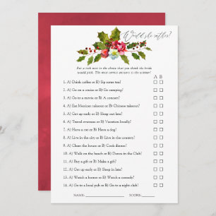 Convites Floral Holly jogo de Chá de panela de Natal