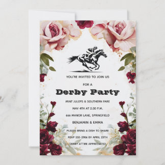 Convites Floral Kentucky Derby Party Invitation Horse Racin