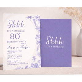 Convites Floral Lavender Blue 80th Birthday