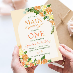 Convites Floral Lemon Laranja Nosso primeiro aniversario de