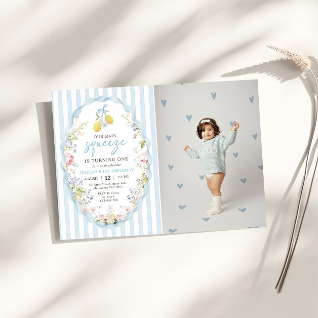 Convites Floral Lemon  Our Main Squeeze Birthday Invitation (Criador carregado)