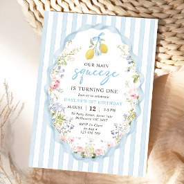 Convites Floral Lemon Our Main Squeeze Birthday Invitation