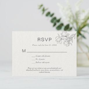 Convites Floral Line Art Simple Bespoke Classic Ivory Horiz