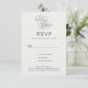 Convites Floral Line Art Simple Bespoke Classic Ivory RSVP